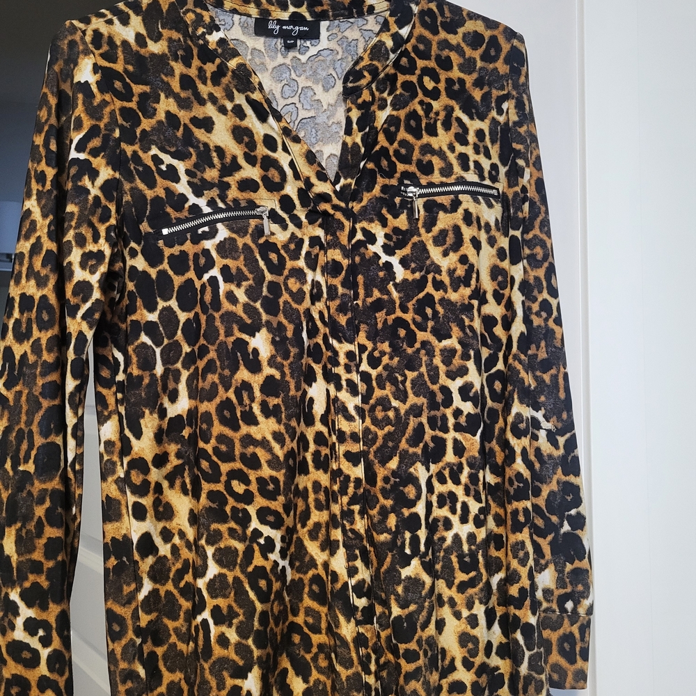 Leopard Print Long Sleeve Blouse